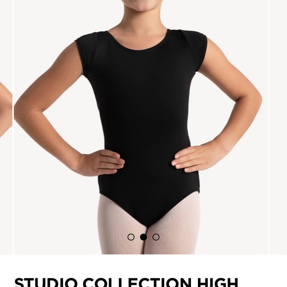 Capezio child large CL STUDIO COLLECTION HIGH NECK CAP SLEEVE LEOTARD Black - Picture 2 of 11